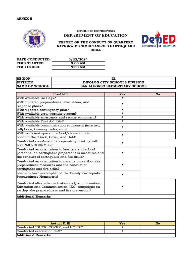 NSED Reporting Template | PDF | Emergency Management