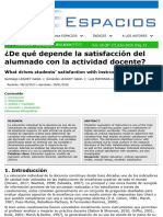 ¿De Qué Depende La Satisfacción Del Alumnado Con La Actividad Docente?