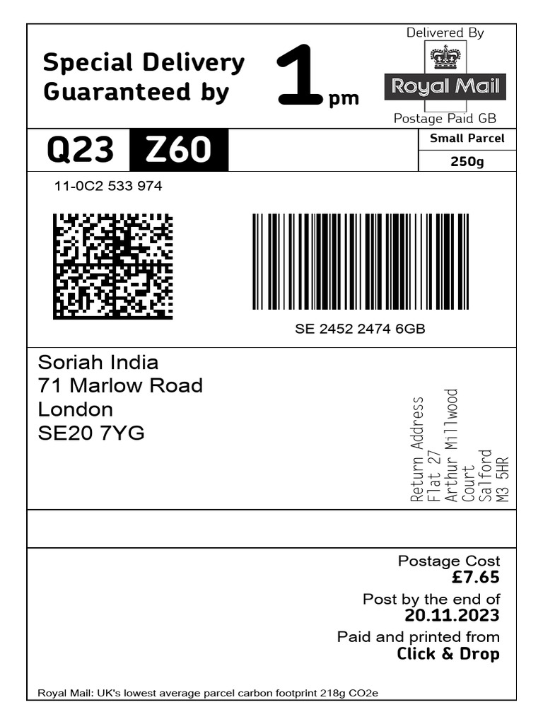 Royal Mail Special Delivery Details | PDF