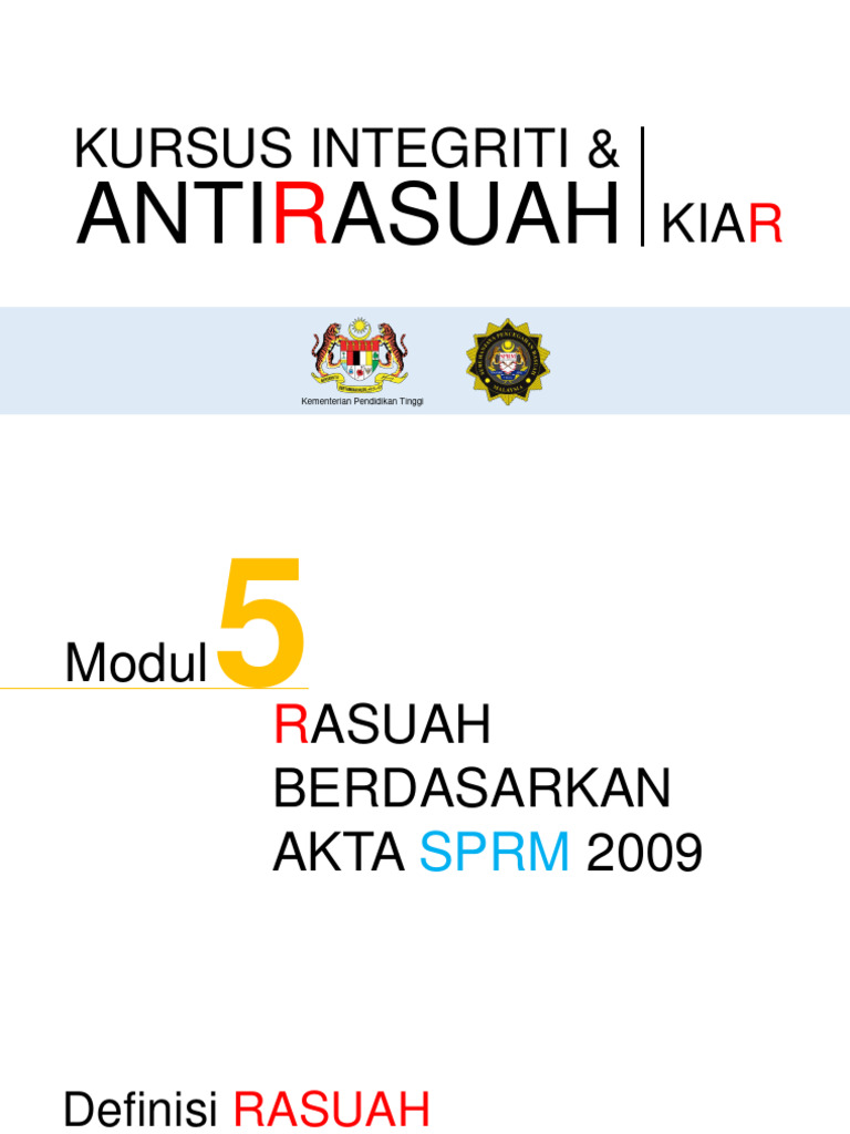 Rasuah Menurut Akta SPRM 2009 | PDF