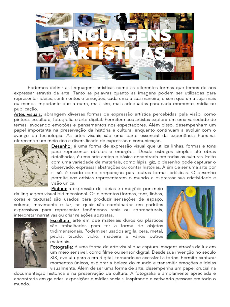 Linguagens Artísticas e Suas Expressões | PDF | Desenho | As artes