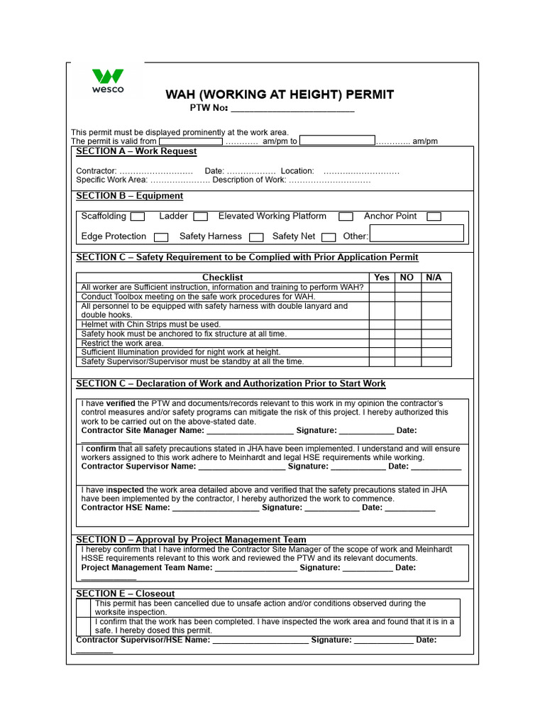 Wah Wesco PTW | PDF | Safety | Occupational Safety And Health