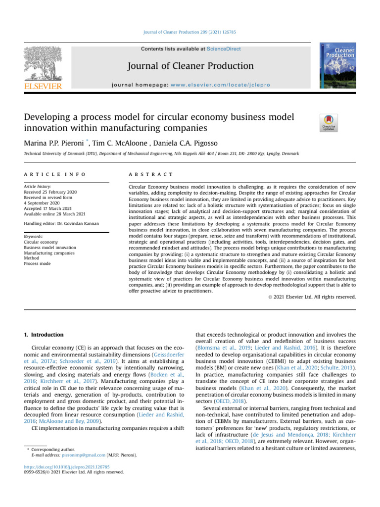 Developing A Process Model For Circular Economy Business Model | PDF ...