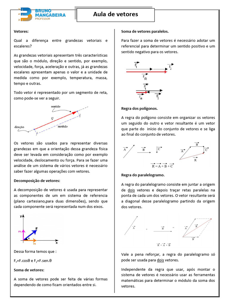 Exercícios de Vetores para 9º Ano | PDF | Vetor euclidiano | Sistema de ...