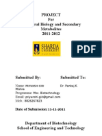 Project For Structural Biology and Secondary Metabolites 2011-2012