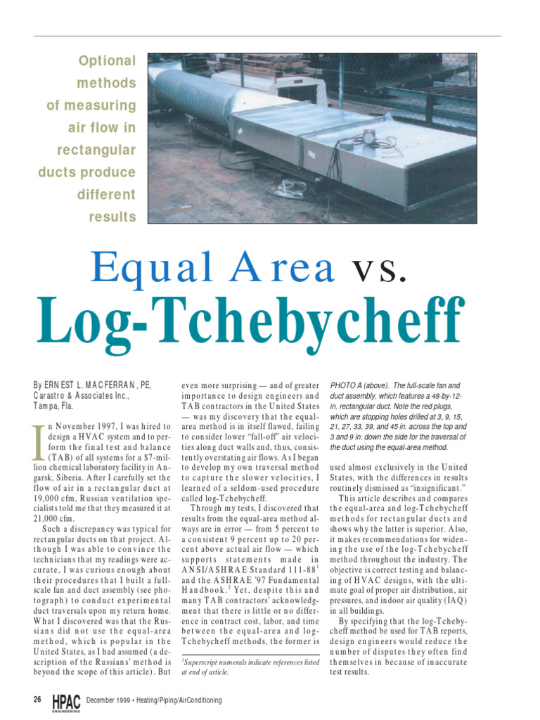 Equal-Area vs. Log-Tchebycheff Methods | PDF | Duct (Flow) | Flow ...