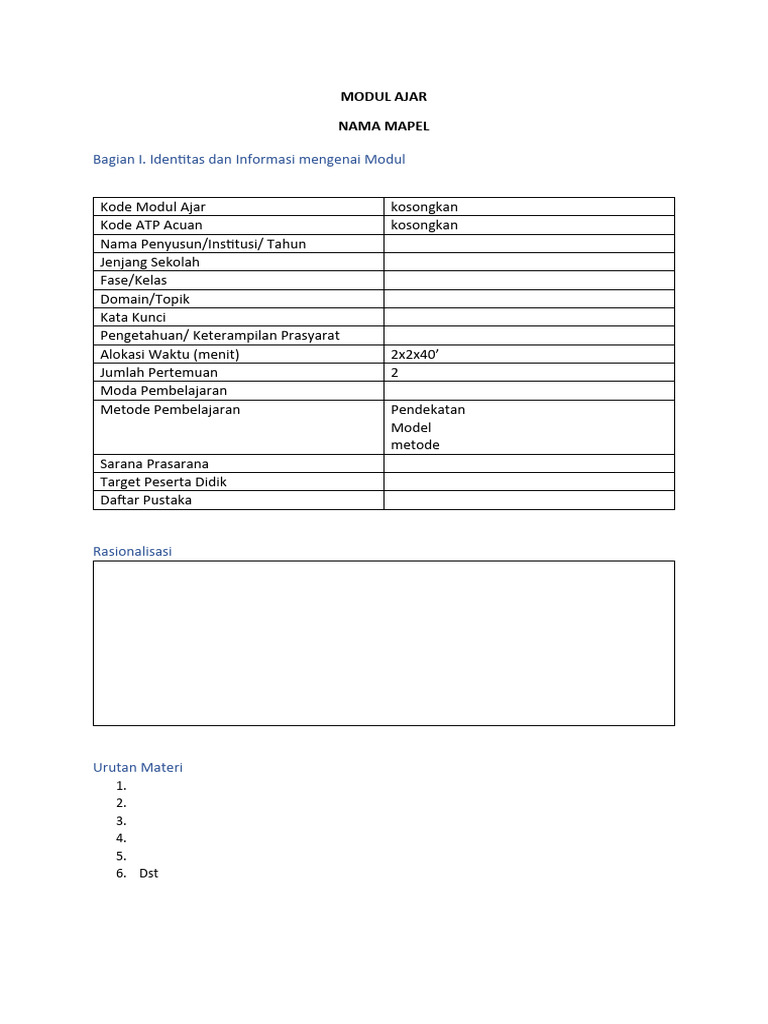 3 Template Modul Ajar | PDF | Karier & Perkembangan
