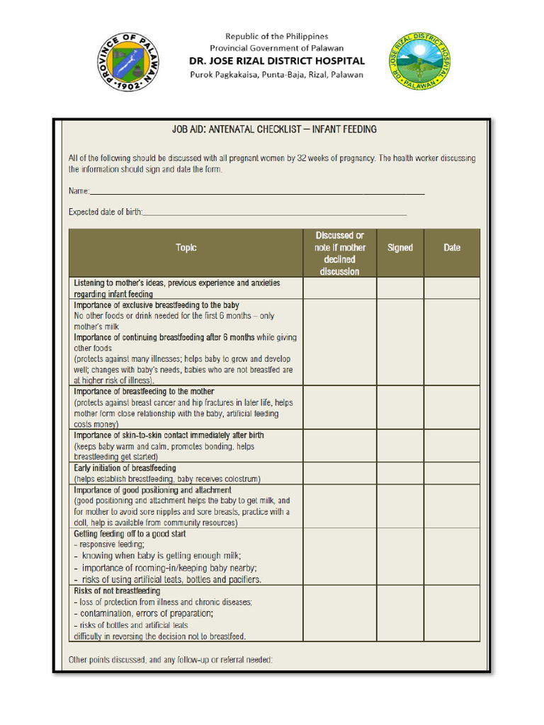 Job Aid - Antenatal Counselling | PDF
