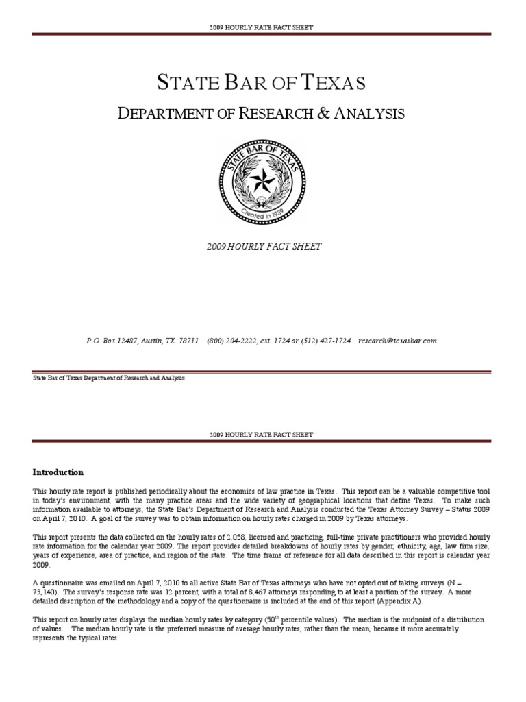 State Bar Texas Average Hourly Atty Rates 2009 PDF Race And Ethnicity In The United States