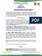 Decreto No. 185 (Diciembre 28 de 2023) “Por El Cual Se Acepta Una Renuncia - Manuel Morelo Mejía