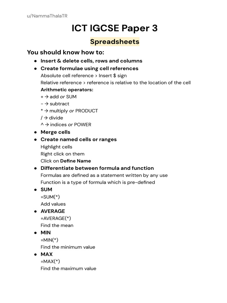 IGCSE ICT Spreadsheets & Web Design Guide | PDF | Html | Computer ...