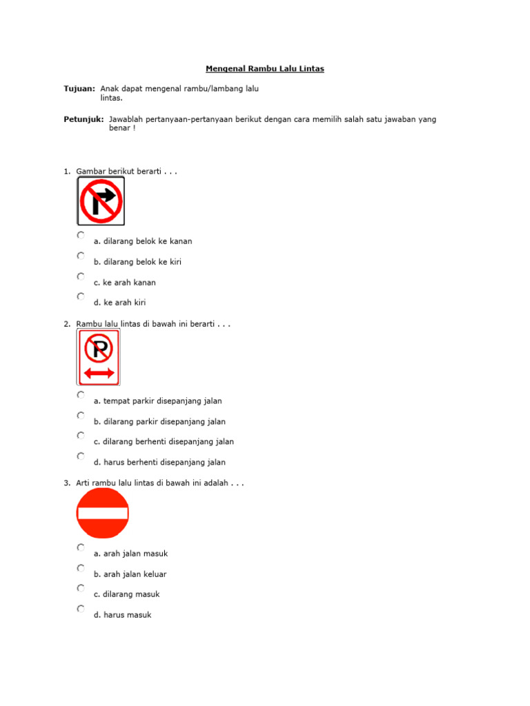 Mengenal Rambu Lalu Lintas Pdf