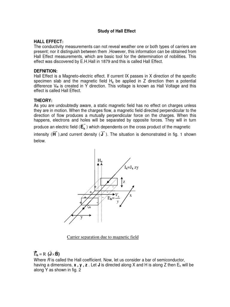 HALL EFFECT - 1st - Yr | PDF | Electrical Resistivity And Conductivity ...