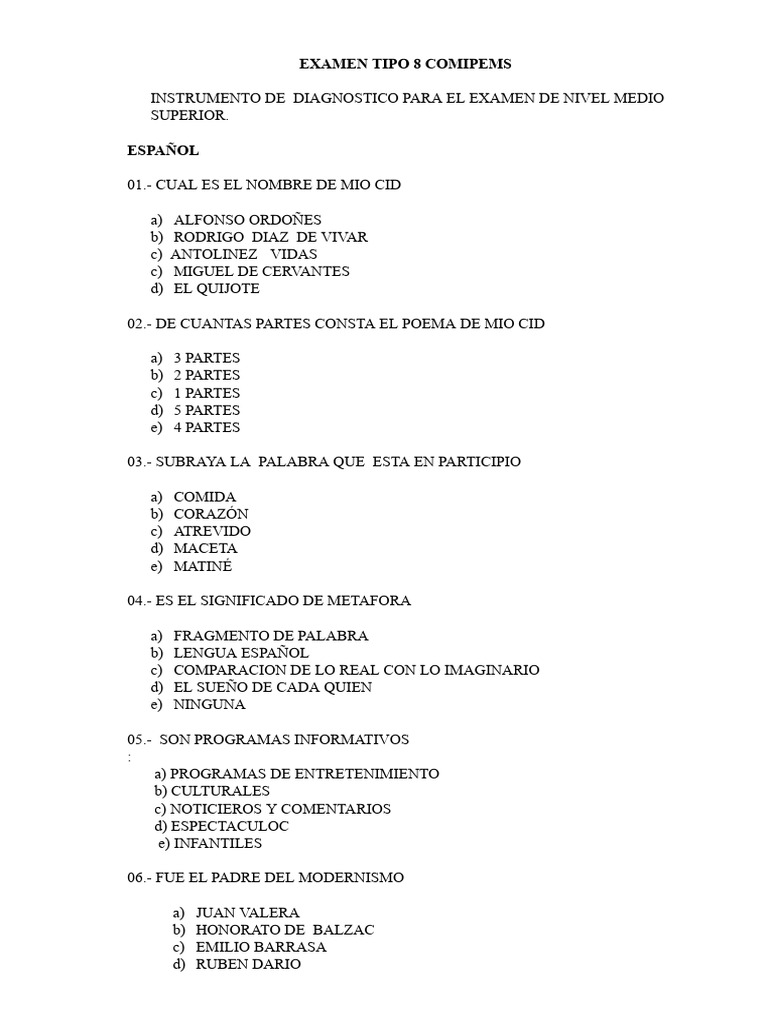 Examen Simulador Comipems Pdf Combine
