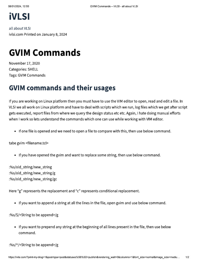 5 GVIM Commands | PDF