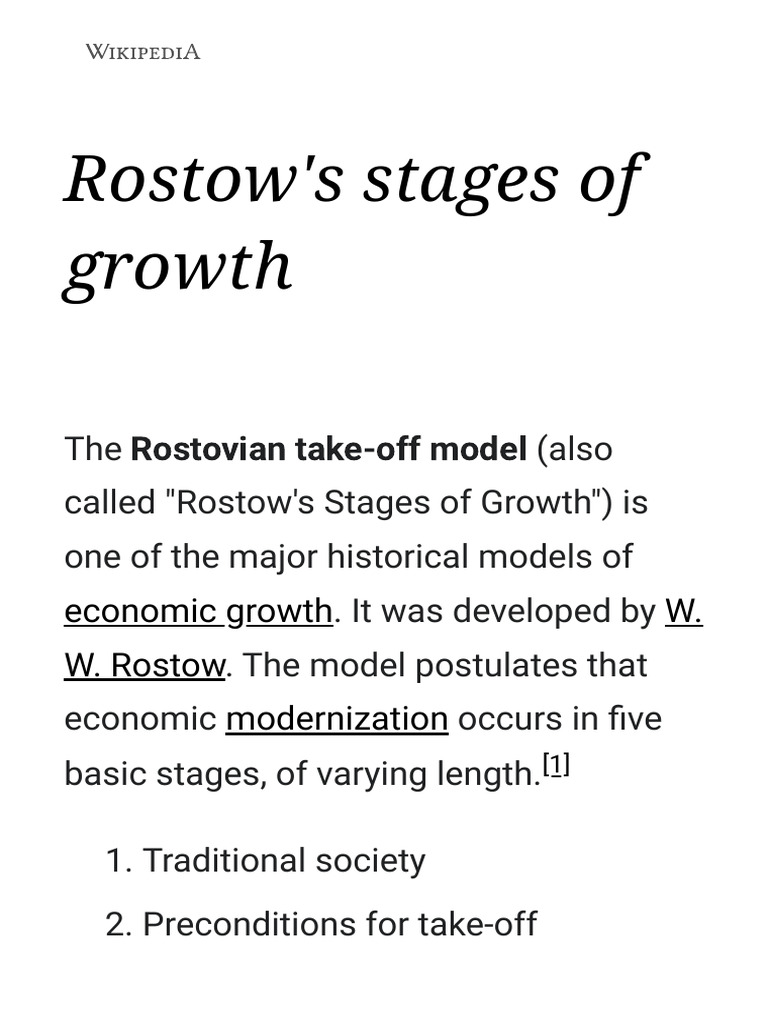 Rostow's Stages of Growth PDF Economies Economics