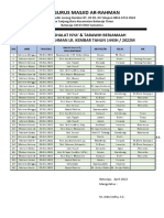 Jadwal Shalat Tarawih Masjid Ar-Rahman 1443H 2022M - Versi 1