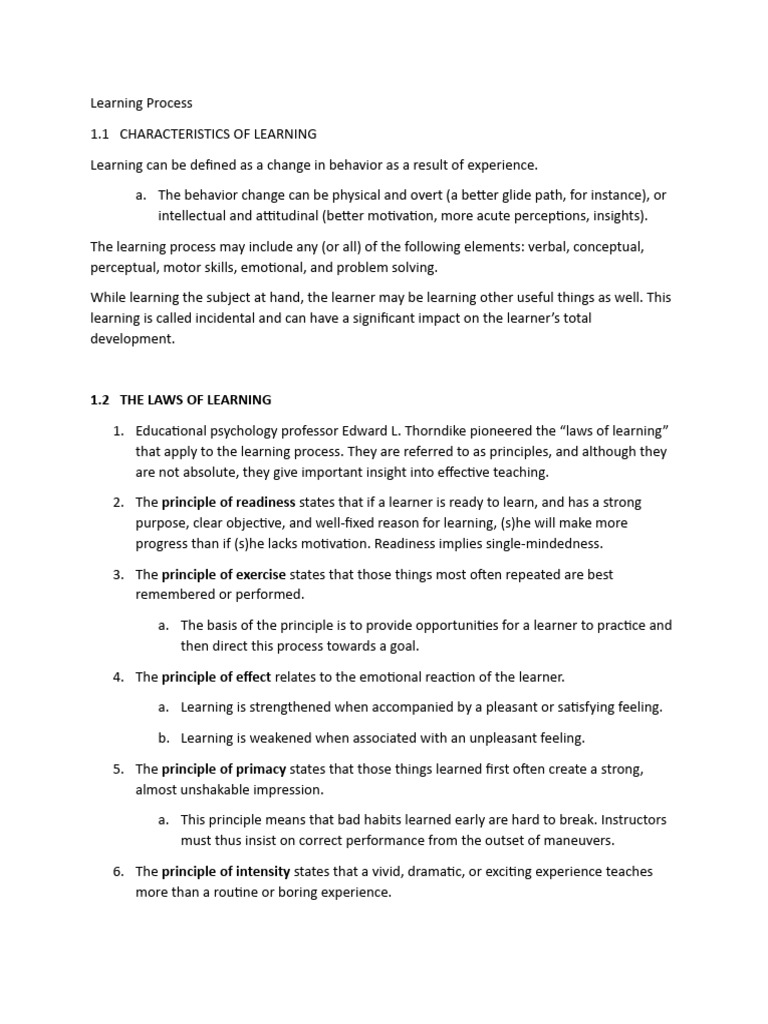 Learning Process | PDF | Learning | Memory