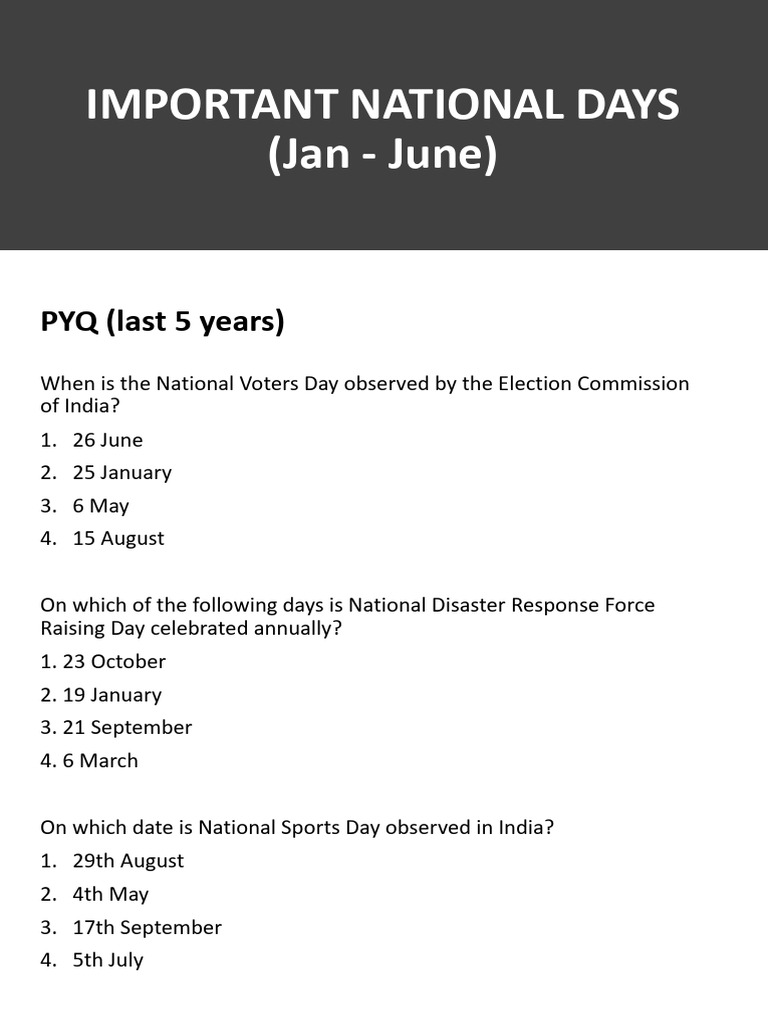 Important national days jan june pyq last 5 years pdf
