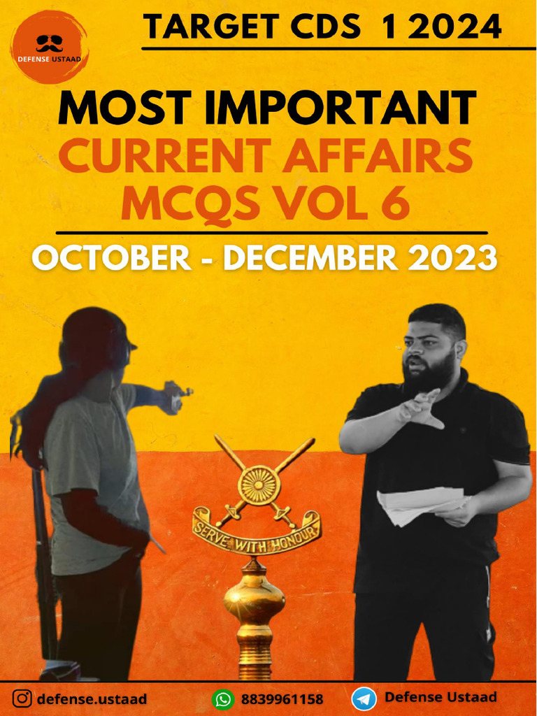 Most Important Current Affairs MCQs (October - December 2023) Volume 6 ...
