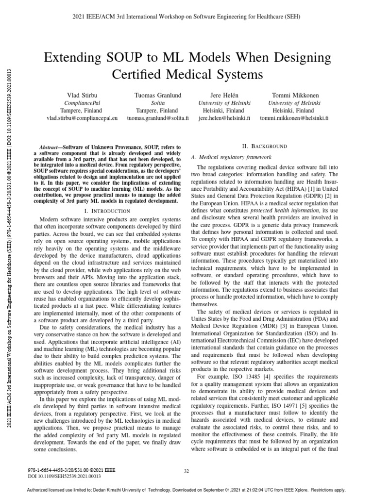 Stirbu 2021 pdf medical device machine learning