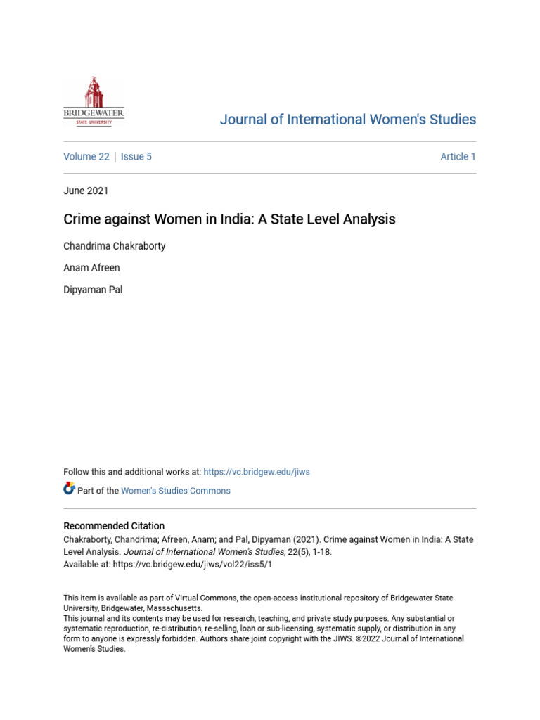 Crime Against Women in India - A State Level Analysis | PDF | Crimes ...