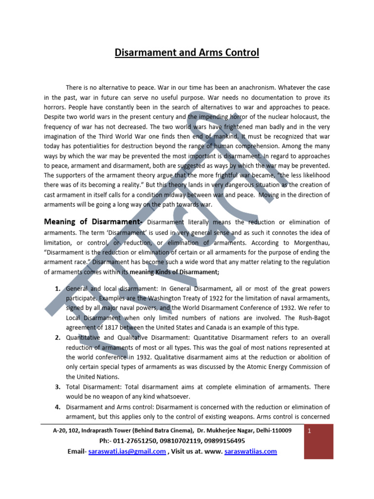 Disarmament and Arms Control Explained | PDF | Treaty On The Non ...