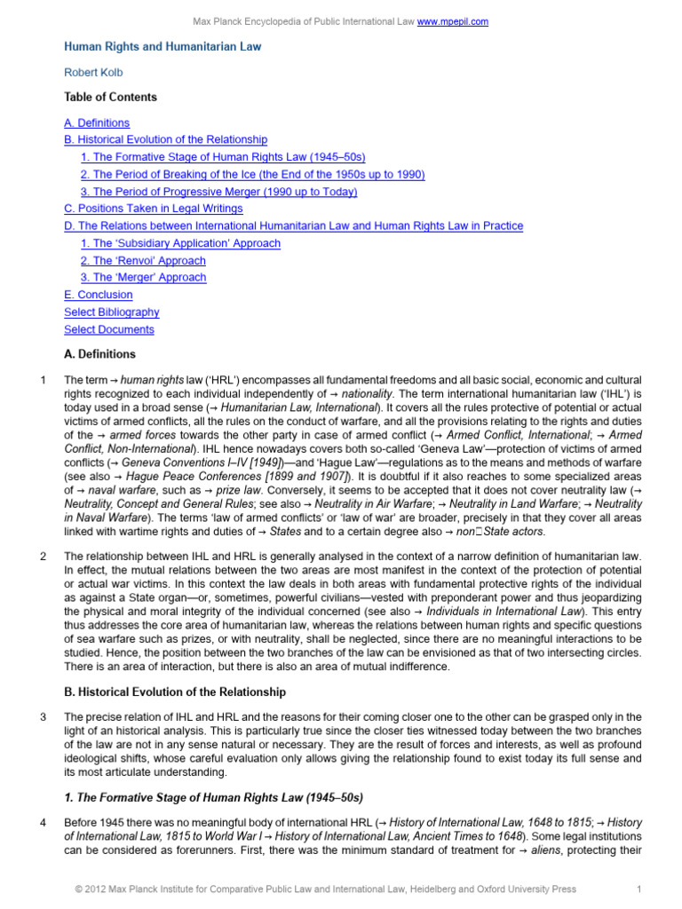 Human Rights and Humanitarian Law Overview | PDF | International ...