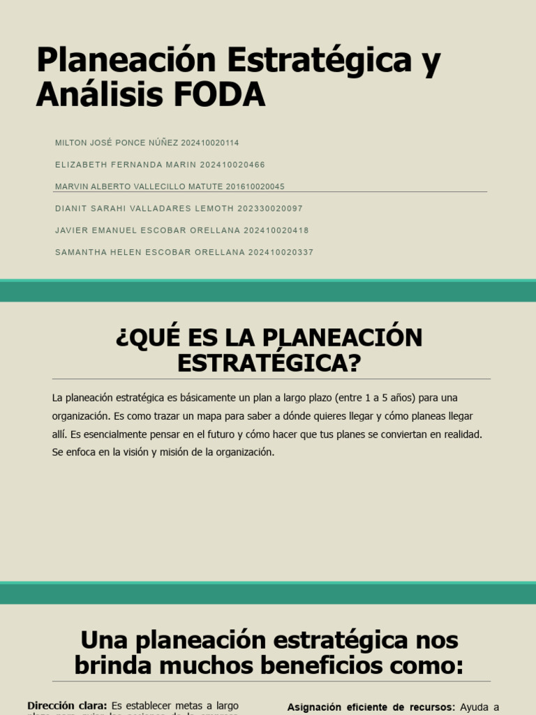 Planeación Estratégica y Análisis FODA | PDF | Planificación | Análisis ...