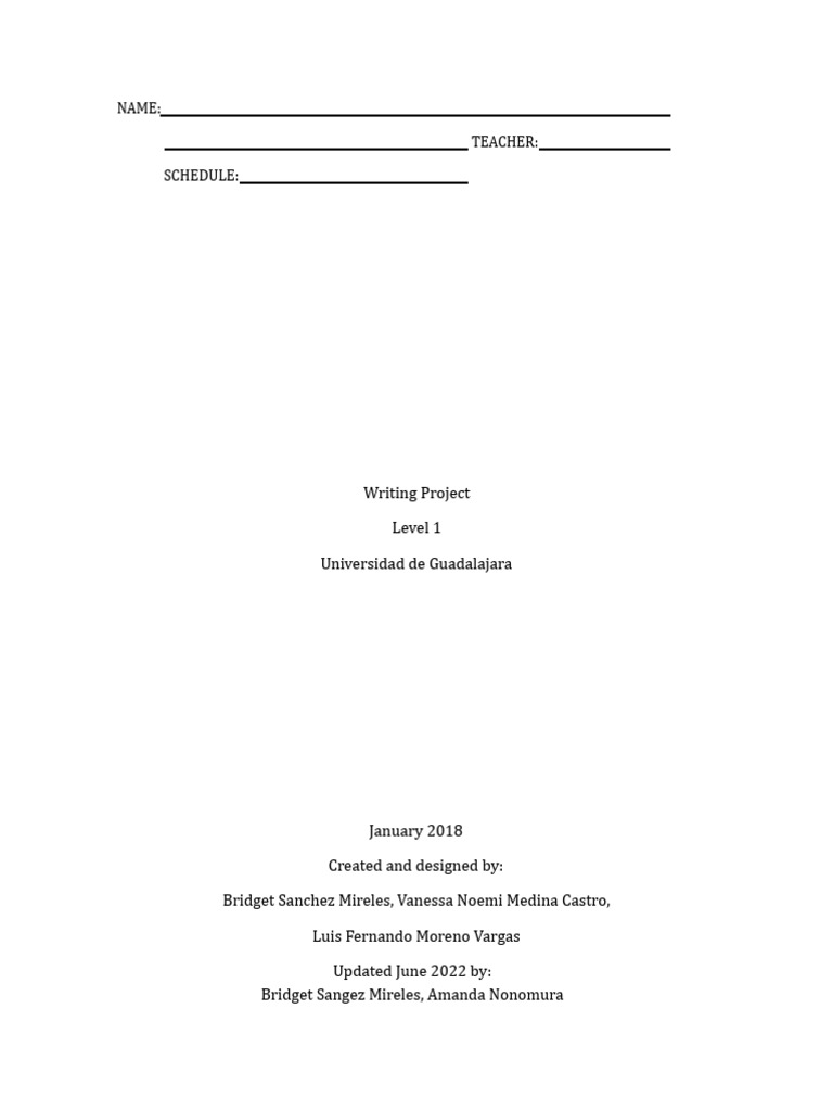 English I - Writing Project | PDF | Subject (Grammar) | Grammatical Number