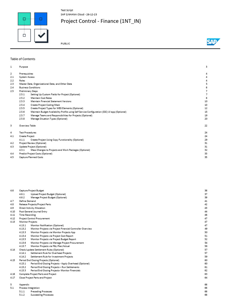 Project Financial Control in SAP | PDF | Business Process | Cloud Computing