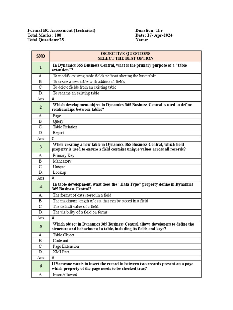 Dynamics 365 Business Central Assessment | PDF | Enterprise Resource ...