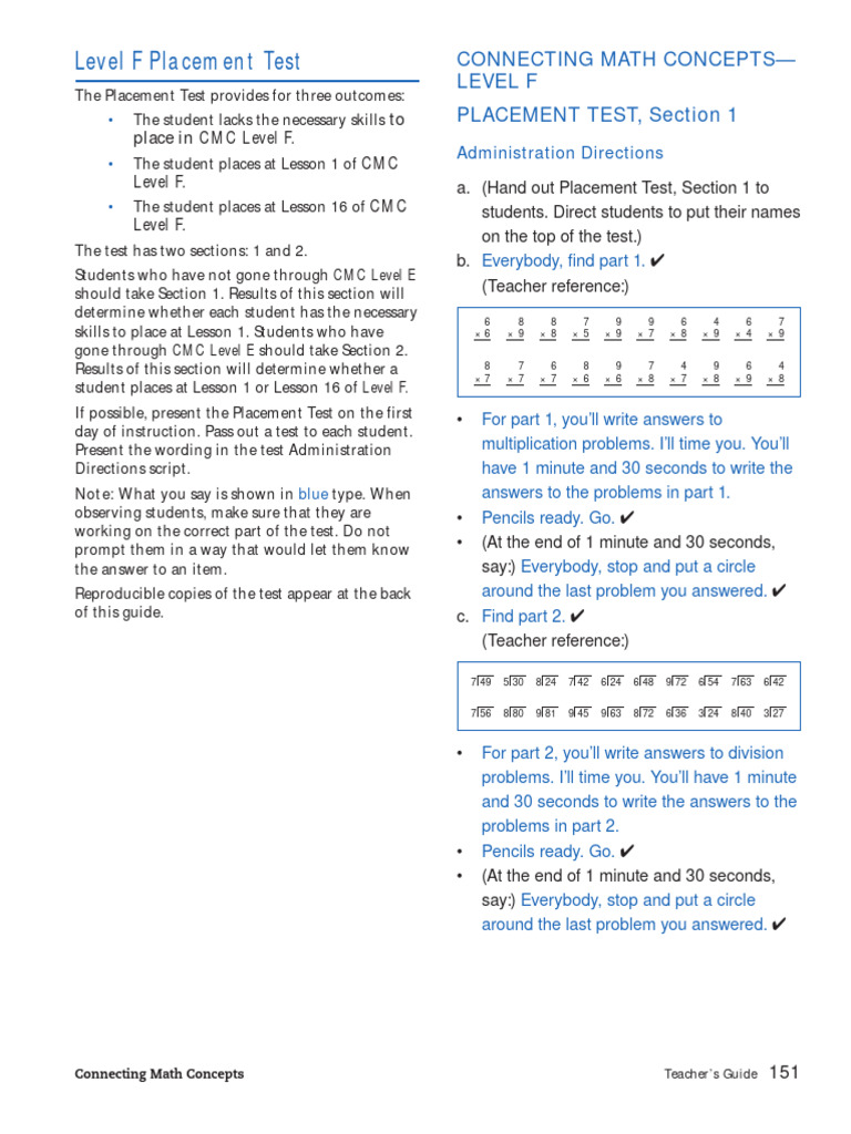 CMC_Level_F_PlacementTest | PDF | Learning