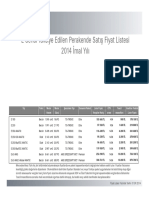 E-Serisi Tavsiye Edilen Perakende Satış Fiyat Listesi 2014 İmal Yılı