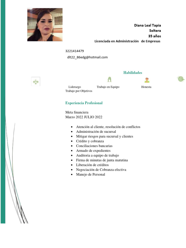 Perfil Profesional de Diana Leal Tapia | PDF | Gestión de recursos ...