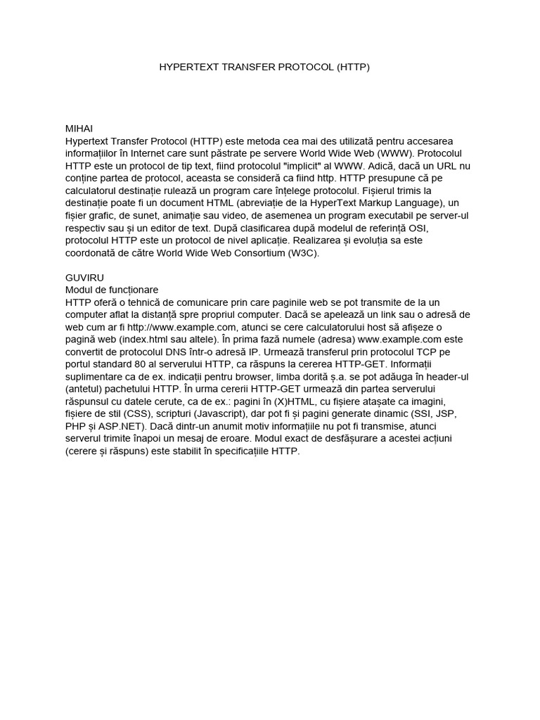 Hypertext Transfer Protocol (HTTP) | PDF