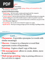 Features of Word-Processing