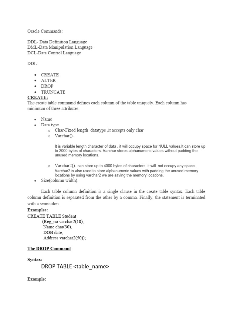 Oracle Commands | PDF | Computer Engineering | Data