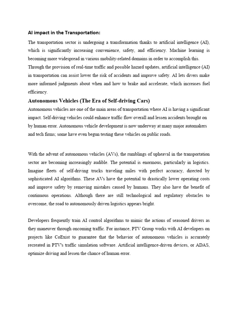 AI Impact in The Transportation | PDF | Artificial Intelligence ...