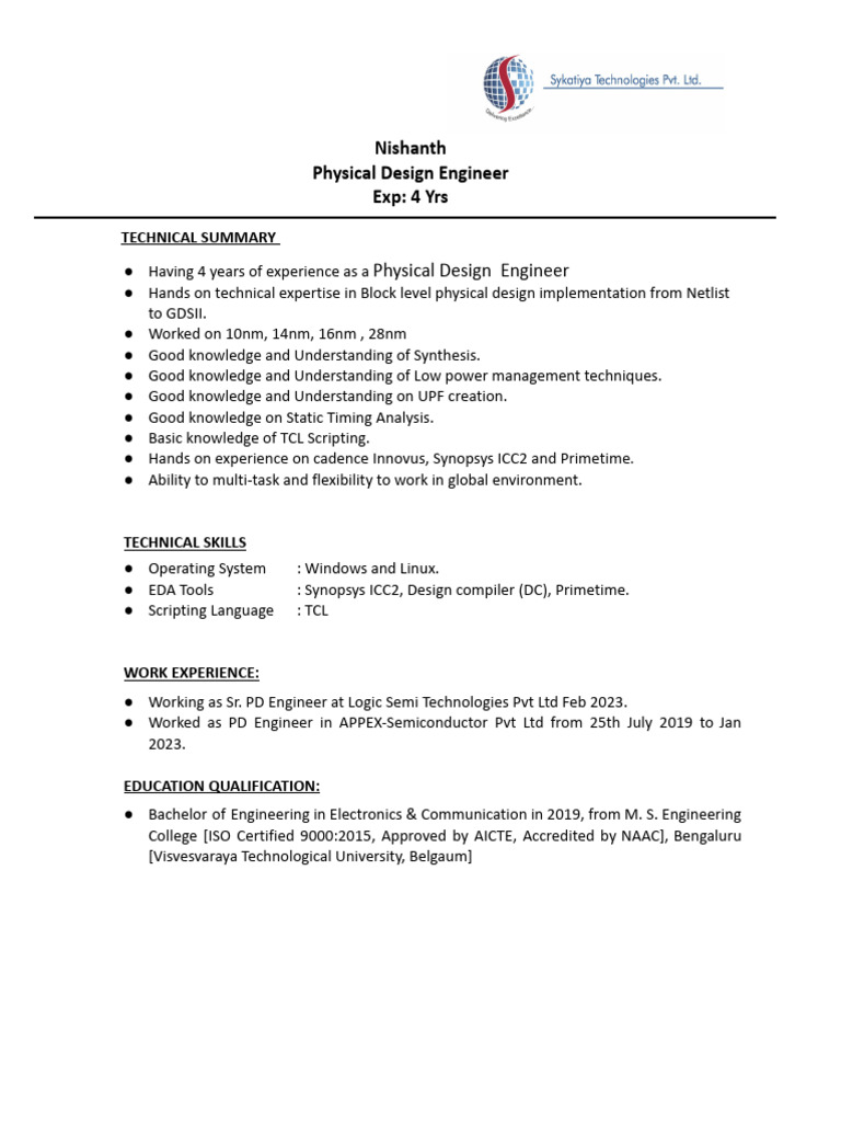 Nishanth's Physical Design Expertise | PDF | Computer Engineering ...