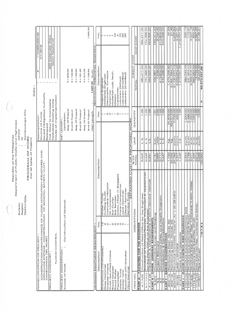 DPWH Seawall Project Estimate | PDF