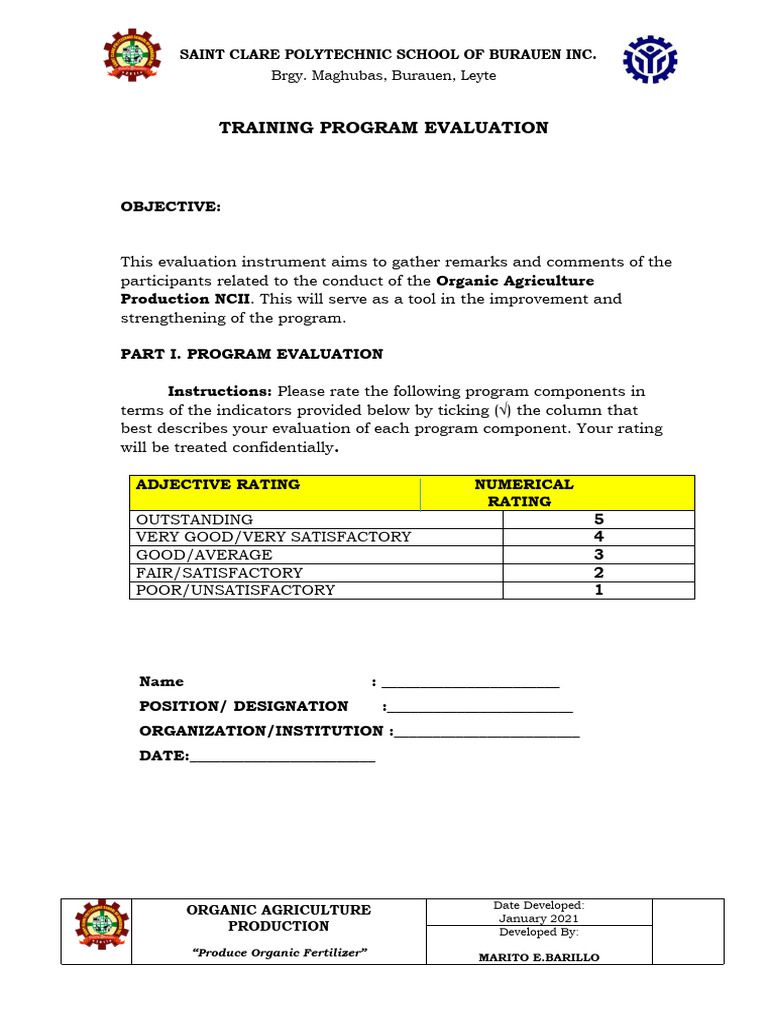 Organic Agriculture Program Evaluation | PDF | Wellness