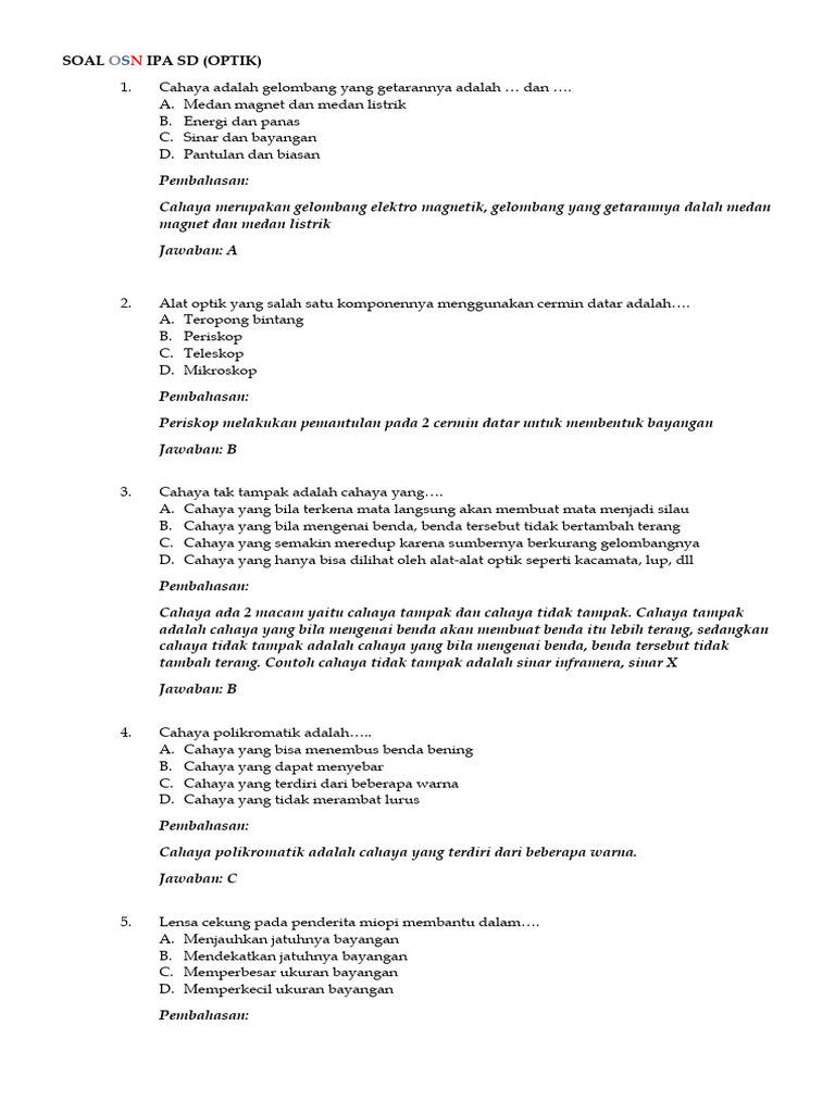 Soal osn ipa sd optik pdf metode bahan ajar