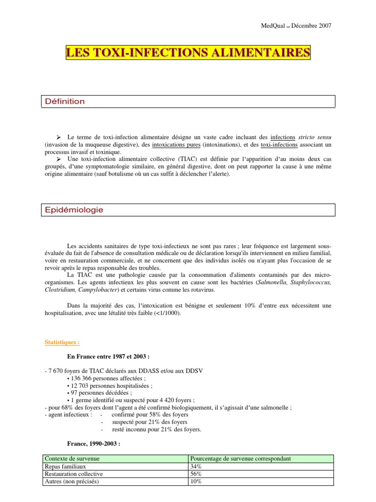 622 Toxi Infections Alimentaires | PDF | Intoxication alimentaire ...