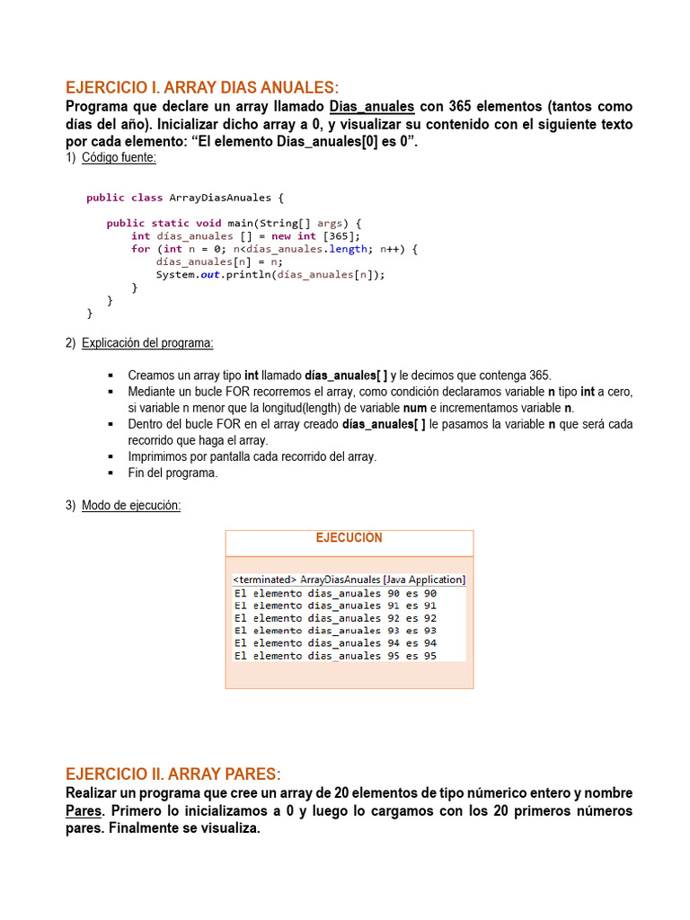 Ejercicios Arrays | PDF | Variable (informática) | Datos de computadora