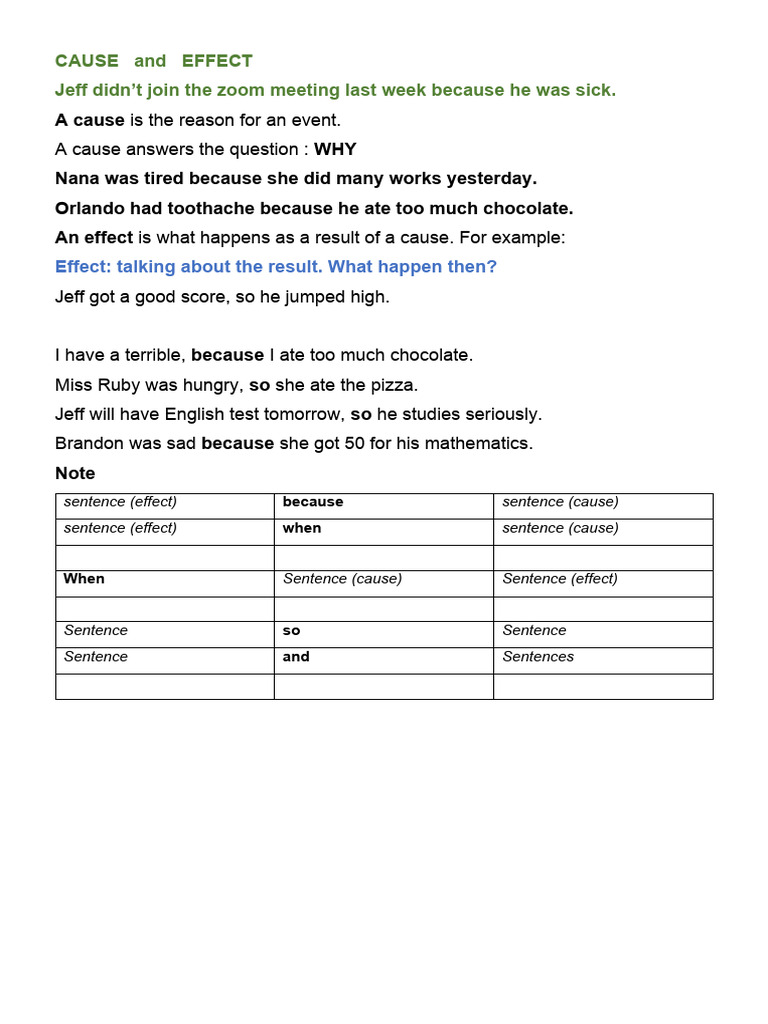 Cause and Effect Exercises for Kids | PDF