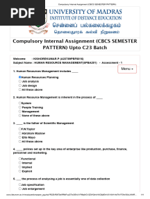 Compulsory Internal Assignment (CBCS SEMESTER PATTERN)
