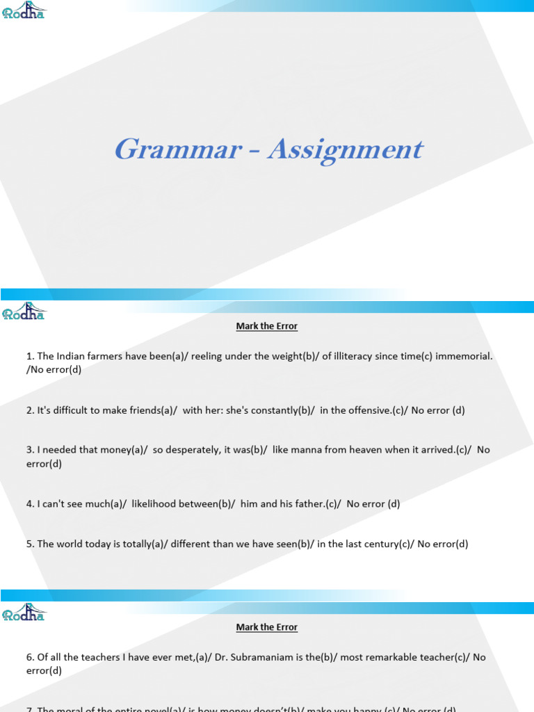 Grammar - Assignment | PDF