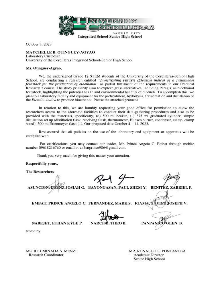 Bioethanol Research Proposal Access Request | PDF | Science & Mathematics