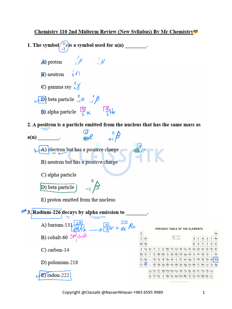 Chemistry 110 2nd Midterm Review 3 | PDF | Radioactive Decay | Ion